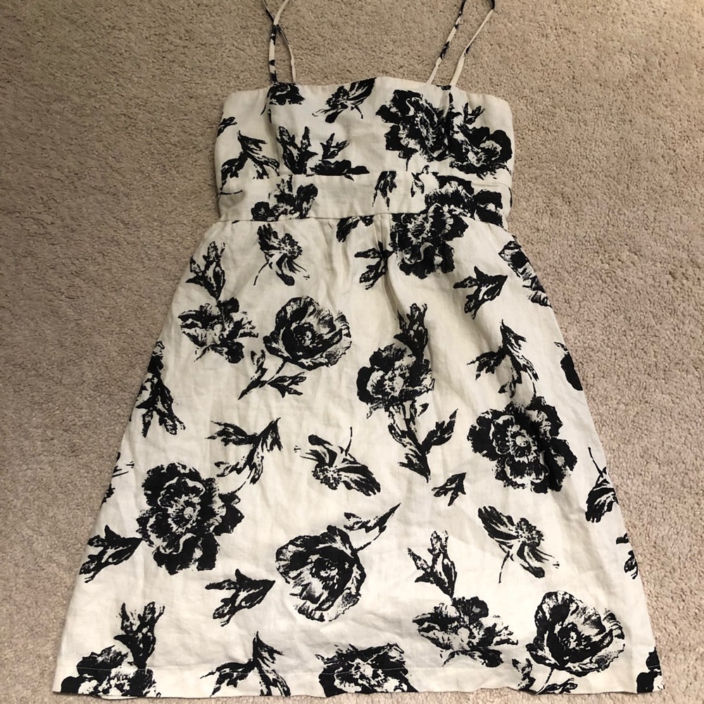 Mind Code- Black and Off- White Floral Dress